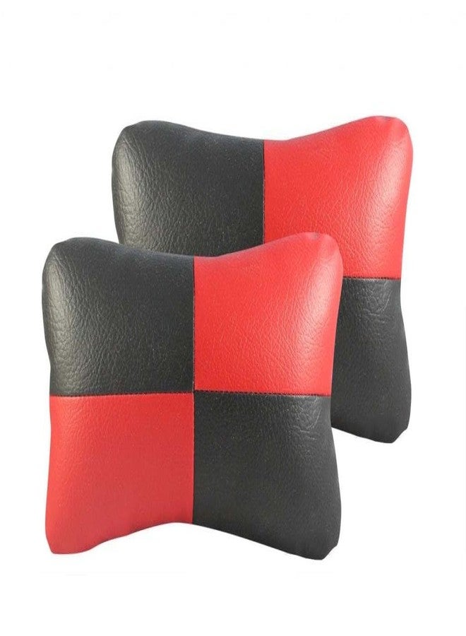 DHANVINE Car Seat Neck Rest Leather Fabric Double Design Square Red Black Compatible with Mercedes Benz CLA-Class